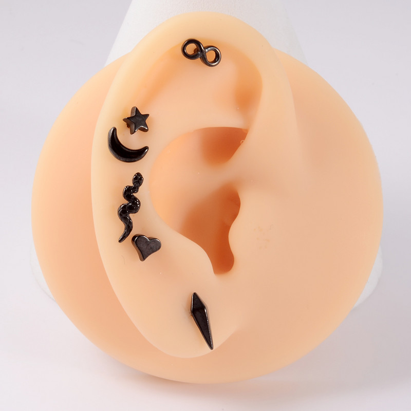 3/6buc mic punk ureche tragus cartilaj Stud șarpe inimă stea moon helix cercei bară piercing anodizat culoare lobi conch studs