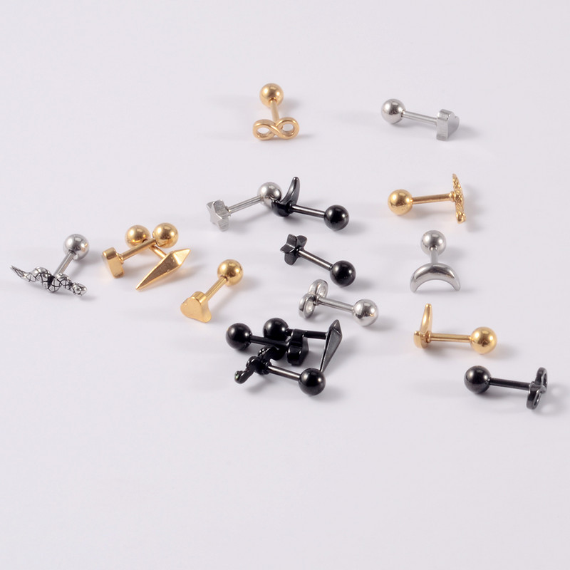 3/6buc mic punk ureche tragus cartilaj Stud șarpe inimă stea moon helix cercei bară piercing anodizat culoare lobi conch studs