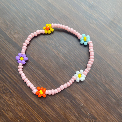 Brățară cu farmec floral cu perle de imitație drăguță Bijuterii lucrate manual Pulseira Brățară cu mărgele de mărgele coreeane boeme pentru femei și fete