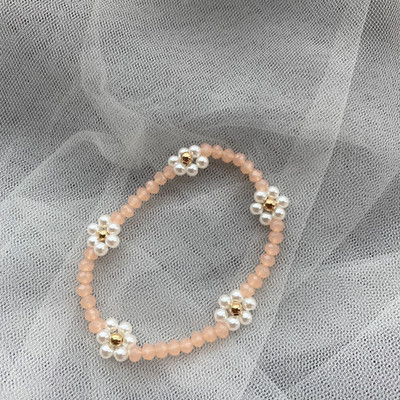 Brățară cu farmec floral cu perle de imitație drăguță Bijuterii lucrate manual Pulseira Brățară cu mărgele de mărgele coreeane boeme pentru femei și fete