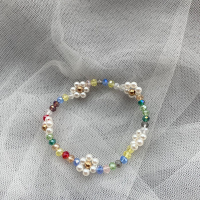 Brățară cu farmec floral cu perle de imitație drăguță Bijuterii lucrate manual Pulseira Brățară cu mărgele de mărgele coreeane boeme pentru femei și fete