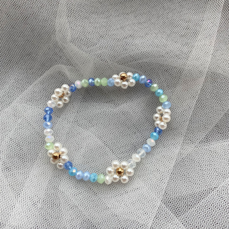 Brățară cu farmec floral cu perle de imitație drăguță Bijuterii lucrate manual Pulseira Brățară cu mărgele de mărgele coreeane boeme pentru femei și fete