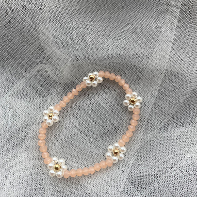 Brățară cu farmec floral cu perle de imitație drăguță Bijuterii lucrate manual Pulseira Brățară cu mărgele de mărgele coreeane boeme pentru femei și fete