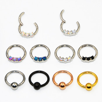 1бр Lacey Opal Drapery Royalty Septum Rook Clicker Ring Nose Ring Титанов вал 16G закачалка Ear r Helix хрущялни пръстени Пиърсинг