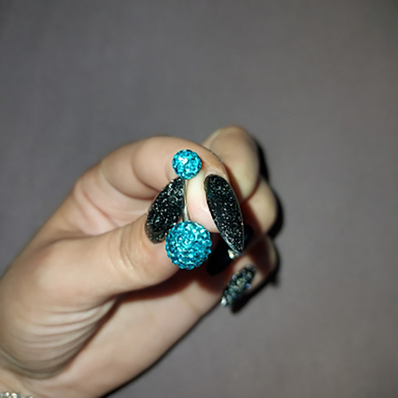 1 buc din oțel inoxidabil 316l Ferido Gem Piercing pentru buric, bile duble colorate de cristal epoxidic, inel pentru buric, bijuterii pentru corp 14 g