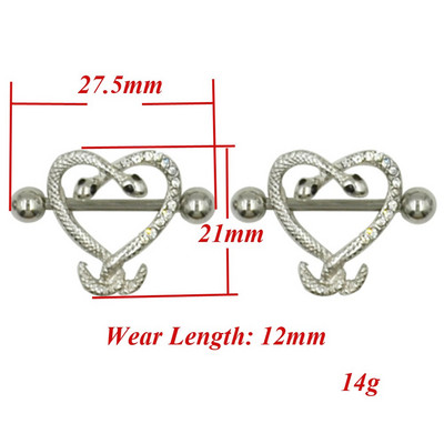 Bijuterii piercing inel pentru mamelon din oțel inoxidabil 14g