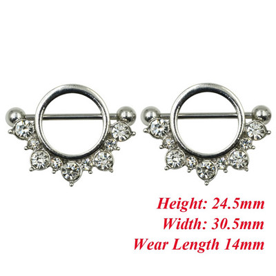 PERECHE de bijuterii din oțel inoxidabil pentru piercing pentru mamelon pentru flori cu inel cu bară cu bijuterie CZ