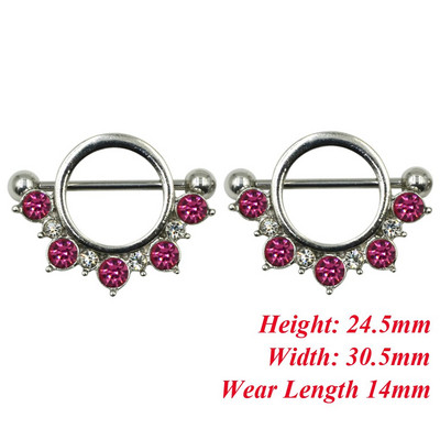 PERECHE de bijuterii din oțel inoxidabil pentru piercing pentru mamelon pentru flori cu inel cu bară cu bijuterie CZ