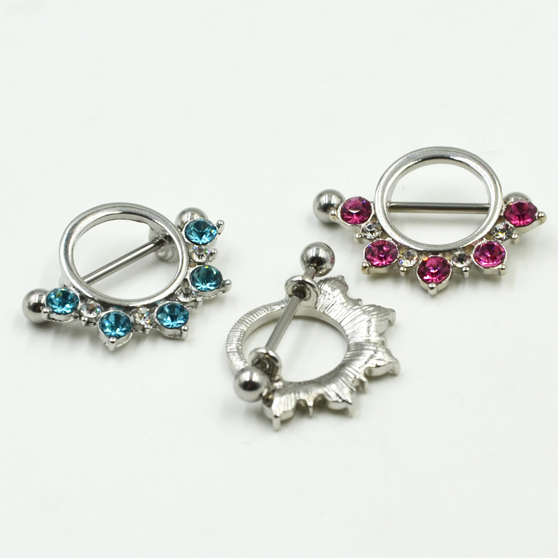 PERECHE de bijuterii din oțel inoxidabil pentru piercing pentru mamelon pentru flori cu inel cu bară cu bijuterie CZ