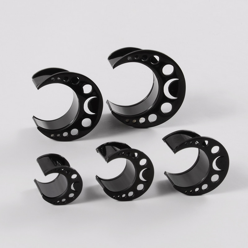1 buc din oțel inoxidabil Hollow Moon șa rotundă tunel pentru urechi dopuri expansoare pentru targă instrumente pentru cercei piercing bijuterii pentru corp