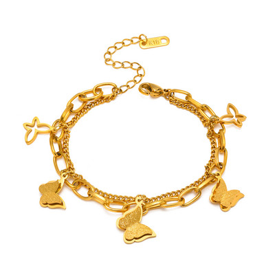 Ultra tanka križna narukvica od nehrđajućeg čelika s karikama u lancu Ženske narukvice s lančićima s podesivim slojevima naslaganih karika