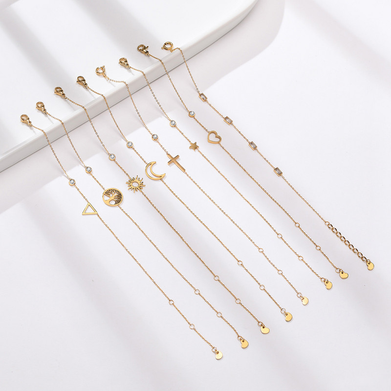 Ultra tanka križna narukvica od nehrđajućeg čelika s karikama u lancu Ženske narukvice s lančićima s podesivim slojevima naslaganih karika