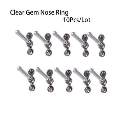 10 buc/lot inele pentru nas din oțel chirurgical cercei tragus helix 1 buc zirconi cu șuruburi drepte pentru nas Steptum bară pentru nas bijuterii piercing