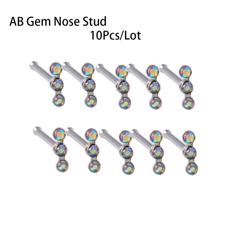 10 buc/lot inele pentru nas din oțel chirurgical cercei tragus helix 1 buc zirconi cu șuruburi drepte pentru nas Steptum bară pentru nas bijuterii piercing