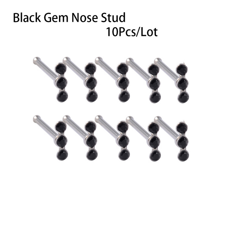 10 buc/lot inele pentru nas din oțel chirurgical cercei tragus helix 1 buc zirconi cu șuruburi drepte pentru nas Steptum bară pentru nas bijuterii piercing