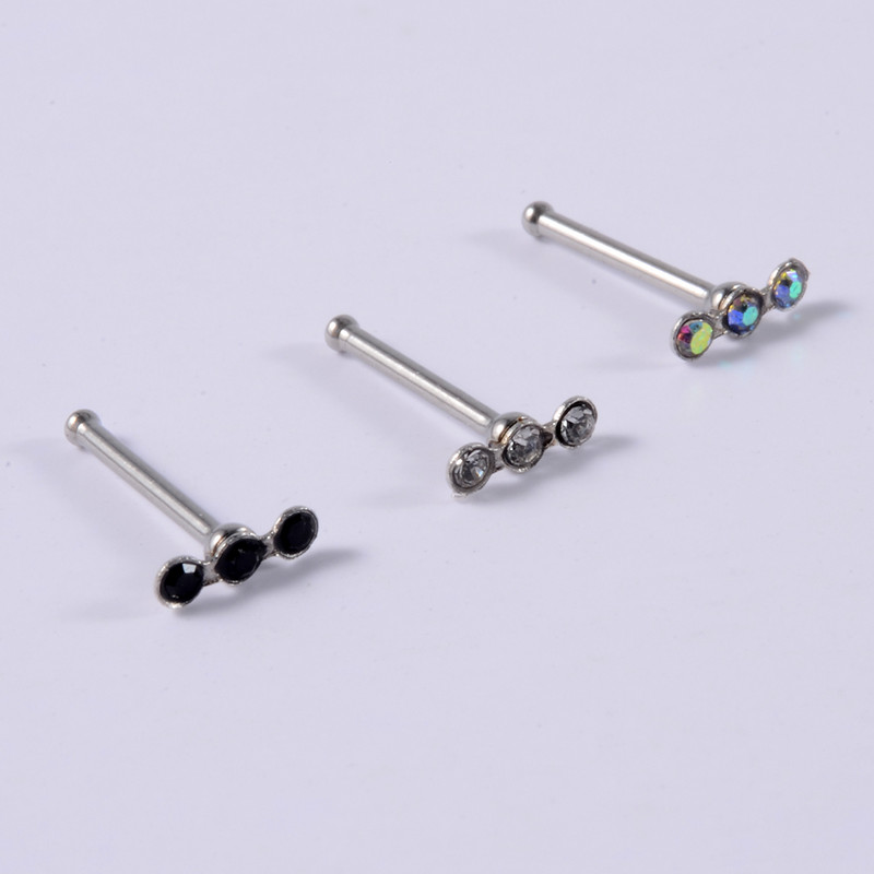 10 buc/lot inele pentru nas din oțel chirurgical cercei tragus helix 1 buc zirconi cu șuruburi drepte pentru nas Steptum bară pentru nas bijuterii piercing