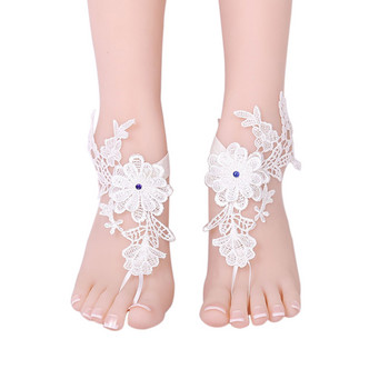 1 чифт дамски булчински плажни вериги за крака Сватбени глезени Дантелен декор Верига за боси крака AIC88