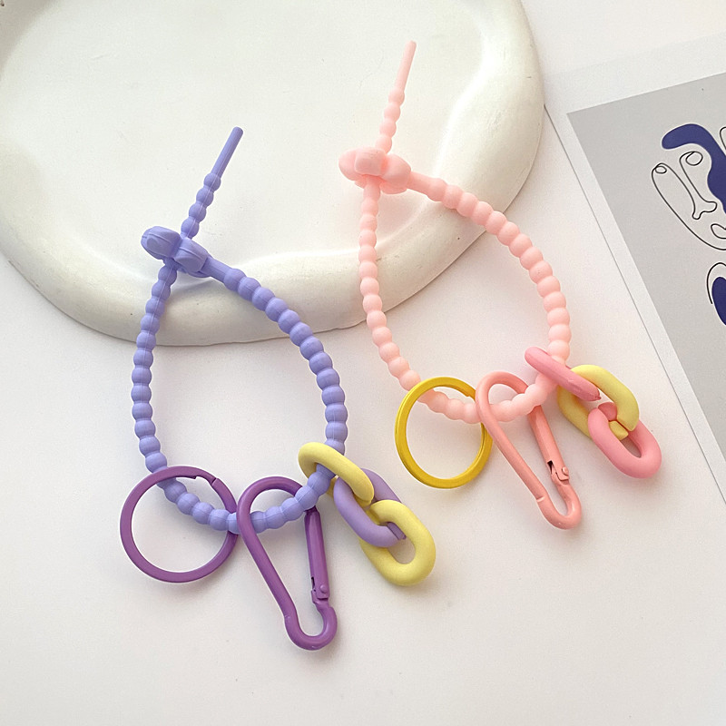 Drăguț macaron culoare silicon cravate geantă breloc curea rafinat lanț chei lanț cu legături chei pentru chei de mașină bijuterii cadouri