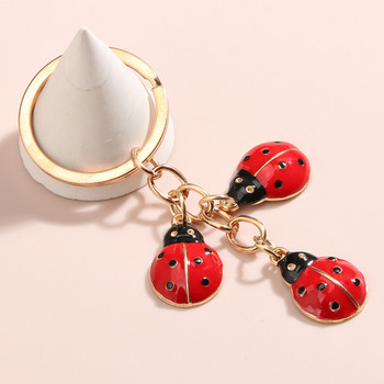 Lovely Ladybird Keychain 2 Colors Lady beetle Key Ring Εντόμων Μπρελόκ Δώρο για Γυναίκες Ανδρικά κλειδιά αυτοκινήτου DIY Χειροποίητο κόσμημα