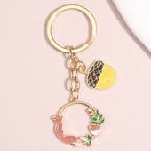 Breloc cu animale minunate, frunze de pin, con, veveriță, breloc cheie emailat, pentru femei, bărbați, accesoriu pentru geantă, bijuterii DIY, cadouri