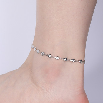 Skyrim Fashion Heart Chain Foot Glezen за жени Момиче Неръждаема стомана Плажен крак Гривна за глезена Unfading Jewelry Best Friend Gift