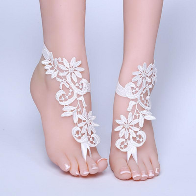 Bridal dantelă gleznă accesorii nunta nuntă pe plajă bijuterii pentru picioare croșetat accesorii pentru plajă pentru piscină femei desculțe sandale gleznă