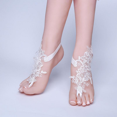 Bridal dantelă gleznă accesorii nunta nuntă pe plajă bijuterii pentru picioare croșetat accesorii pentru plajă pentru piscină femei desculțe sandale gleznă