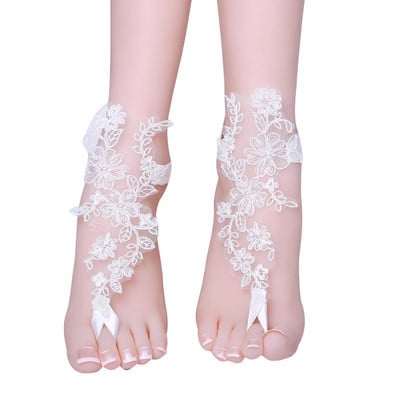 Bridal dantelă gleznă accesorii nunta nuntă pe plajă bijuterii pentru picioare croșetat accesorii pentru plajă pentru piscină femei desculțe sandale gleznă