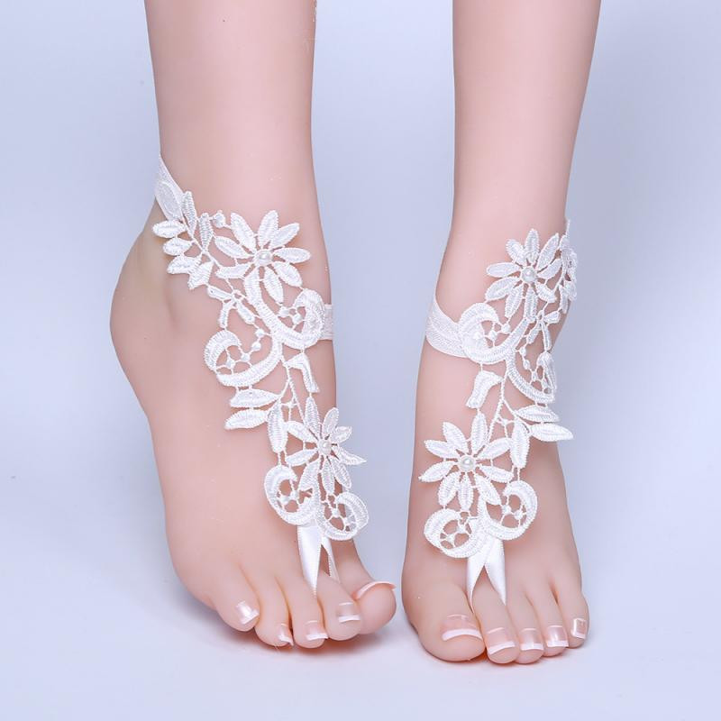 Bridal dantelă gleznă accesorii nunta nuntă pe plajă bijuterii pentru picioare croșetat accesorii pentru plajă pentru piscină femei desculțe sandale gleznă