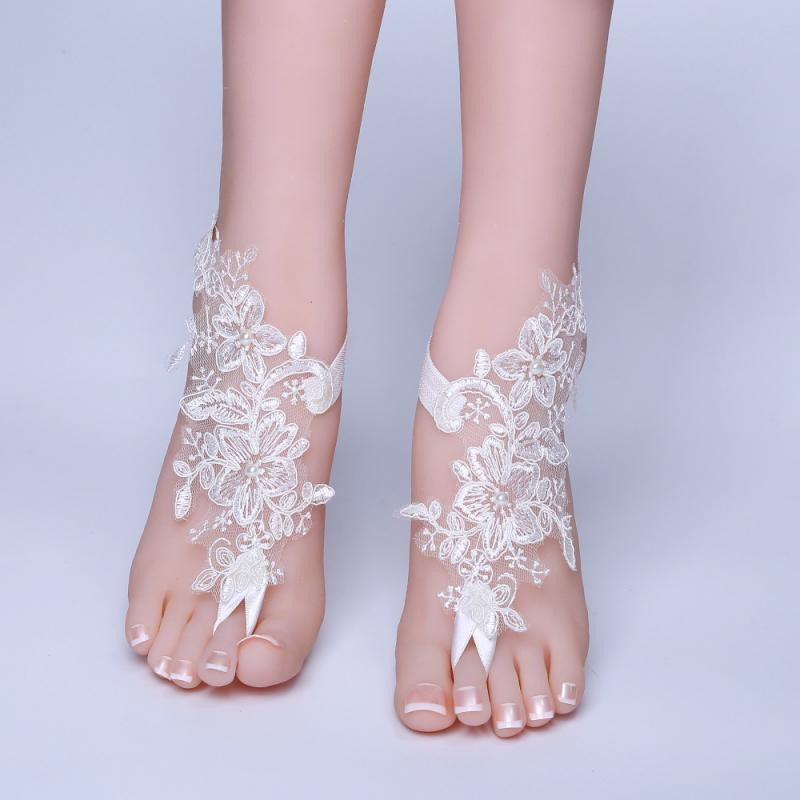 Bridal dantelă gleznă accesorii nunta nuntă pe plajă bijuterii pentru picioare croșetat accesorii pentru plajă pentru piscină femei desculțe sandale gleznă