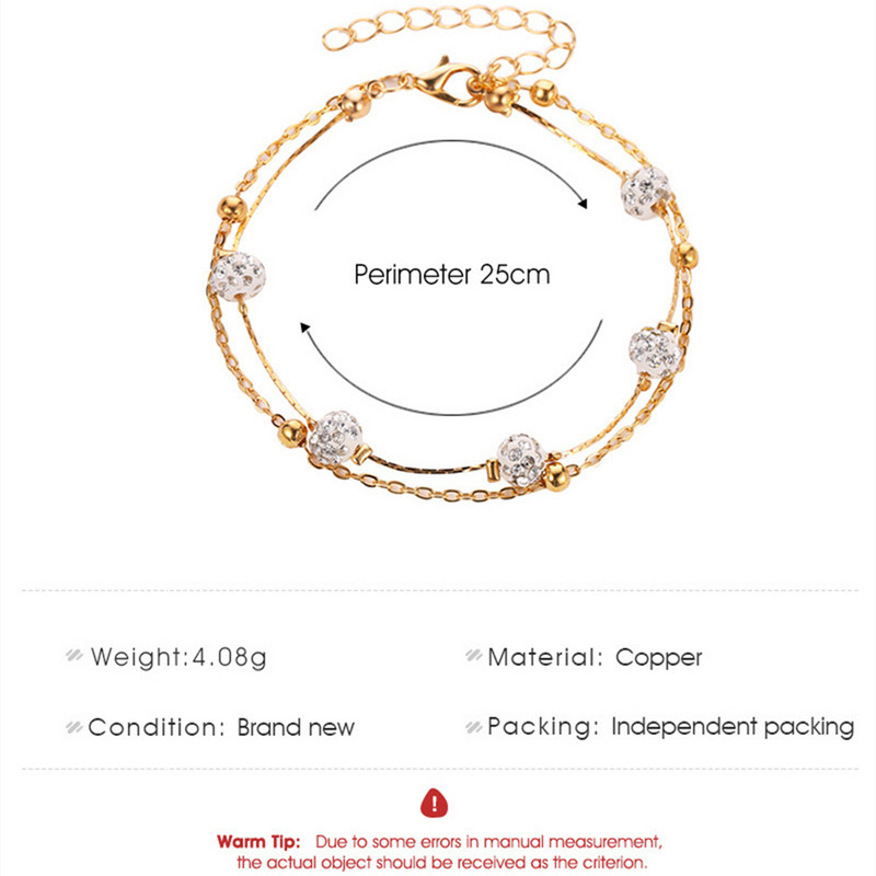 Moodne kahekihiline pahkluu naistele Teemantpallikristallkristallpahkluu käevõru Tüdrukutele Reguleeritav pahkluu keti jalatalla ehete tarvikud