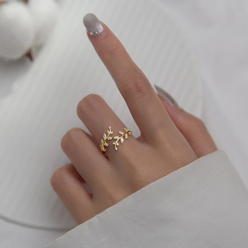 WANTME 925 Ασημένιο Γλυκό Ρομαντικό Ζιργκόν Ανοιχτό Δαχτυλίδι Ρυθμιζόμενο Μικρό Φύλλο Γυναικείο Κορεάτικο Κοσμήματα Γάμου