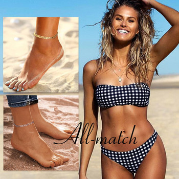 U7 Гривни за глезени за жени 6MM Flat Mariner Link Foot Chain Gleszens Summer Beach Foot Jewelry A343