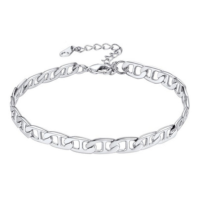 U7 Brățări de gleznă pentru femei 6MM Plată Mariner Link Picior Lanț Brațe Vară Plaja Picior Bijuterii A343