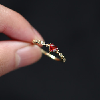 Ασημένιο ασήμι 925 ασήμι 925 χρυσό 14 καρατίων Απλό ρουμπινί δαχτυλίδι αγάπης Γυναικείο δαχτυλίδι ουράς πάρτι Κοσμήματα Αξεσουάρ Δώρο αρραβώνων