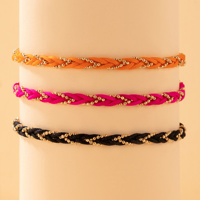 docona Set de glezne cu țesătură boemă colorată pentru femei, material etnic cu mai multe straturi, frânghie, glezne, bijuterii de petrecere pentru fete, comerț cu ridicata 9081