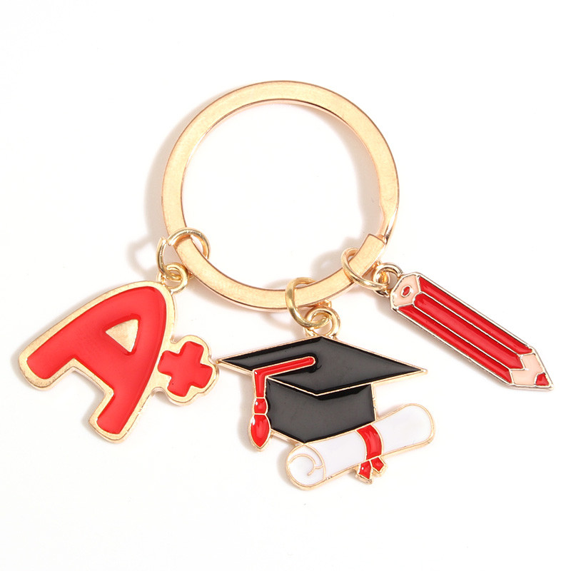 Breloc pentru absolvenți A+ Creion Capac de absolvire Breloc de studiu Brelocuri pentru femei Bărbați Accesoriu pandantiv pentru poșete Bijuterii DIY Cadouri