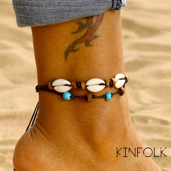 KINFOLK Bohemian Anklets For Women Bohemian Ankle Strand Beach Jewelry Summer Beach Barefoot βραχιόλι Ankle on Leg 2023