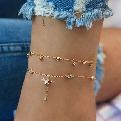 IPARAM potītes ķēde Crystal Butterfly Beach Sieviešu potīte Bohēmijas tauriņš kulons potītes kājas pēda potītes rotaslietas dāvana