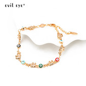 EVIL EYE, multicoloră, ochi turcesc, brăţară cu farmec, brăţară cu lanţ de culoare aurie, bijuterii reglabile pentru femei, fete, BD360