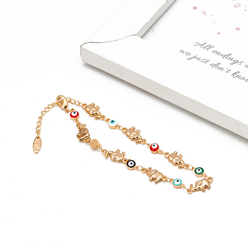 EVIL EYE, multicoloră, ochi turcesc, brăţară cu farmec, brăţară cu lanţ de culoare aurie, bijuterii reglabile pentru femei, fete, BD360