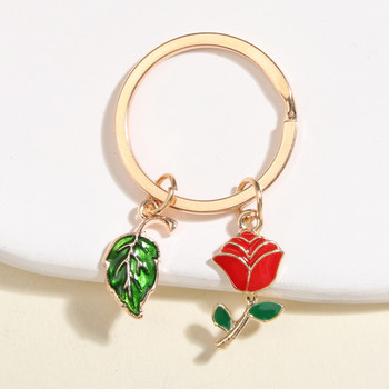 Χαριτωμένο μπρελόκ τριαντάφυλλο λουλούδι Φυτά μήλου Μπρελόκ Παραμύθι Μπρελόκ Δώρα για γυναίκες Ανδρική τσάντα Αξεσουάρ Κοσμήματα