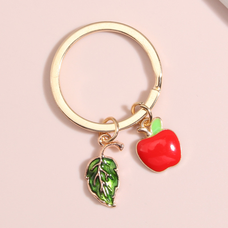 Breloc drăguț, trandafir, flori, frunze, măr, plante, breloc de poveste, lanțuri de chei, cadouri pentru femei, bărbați, accesoriu pentru geantă, bijuterii