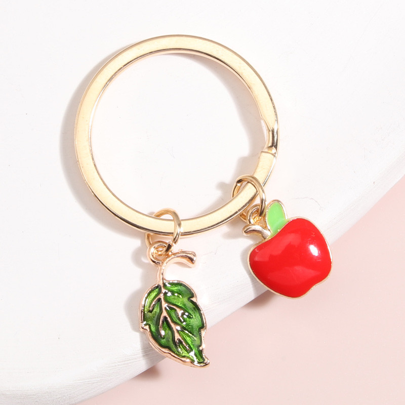 Breloc drăguț, trandafir, flori, frunze, măr, plante, breloc de poveste, lanțuri de chei, cadouri pentru femei, bărbați, accesoriu pentru geantă, bijuterii