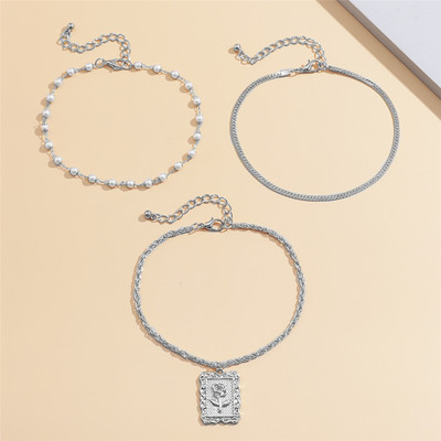 IngeSight.Z Iced Out Strass Cristal Miami Curb Set de gleznă cubanez Lacăt pandantiv gleznă pe picior Sandale desculțe Bijuterii Cadou