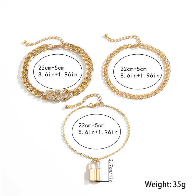 IngeSight.Z Iced Out Strass Cristal Miami Curb Set de gleznă cubanez Lacăt pandantiv gleznă pe picior Sandale desculțe Bijuterii Cadou