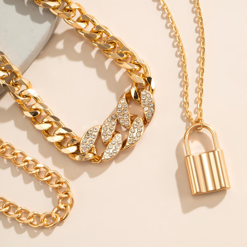 IngeSight.Z Iced Out Strass Cristal Miami Curb Set de gleznă cubanez Lacăt pandantiv gleznă pe picior Sandale desculțe Bijuterii Cadou