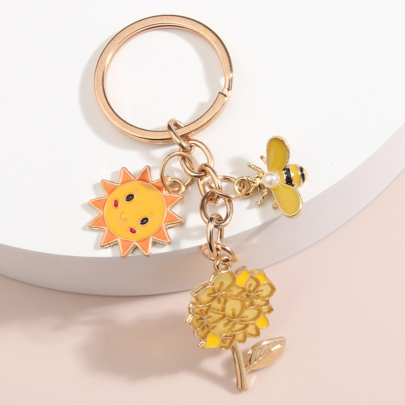 Breloc drăguț emailat fluture floare soare albină breloc inimă perle breloc cadouri grădină pentru femei bărbați bijuterii lucrate manual