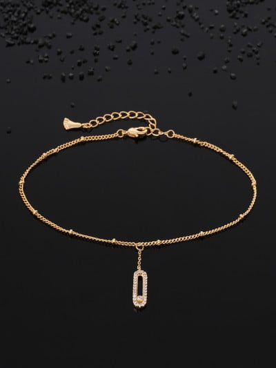 Moda clasică gleznă pentru femei Culoare uni Design simplu scobit gleznă picior Brățară rafinată cu lanț de corp din zircon pentru femei