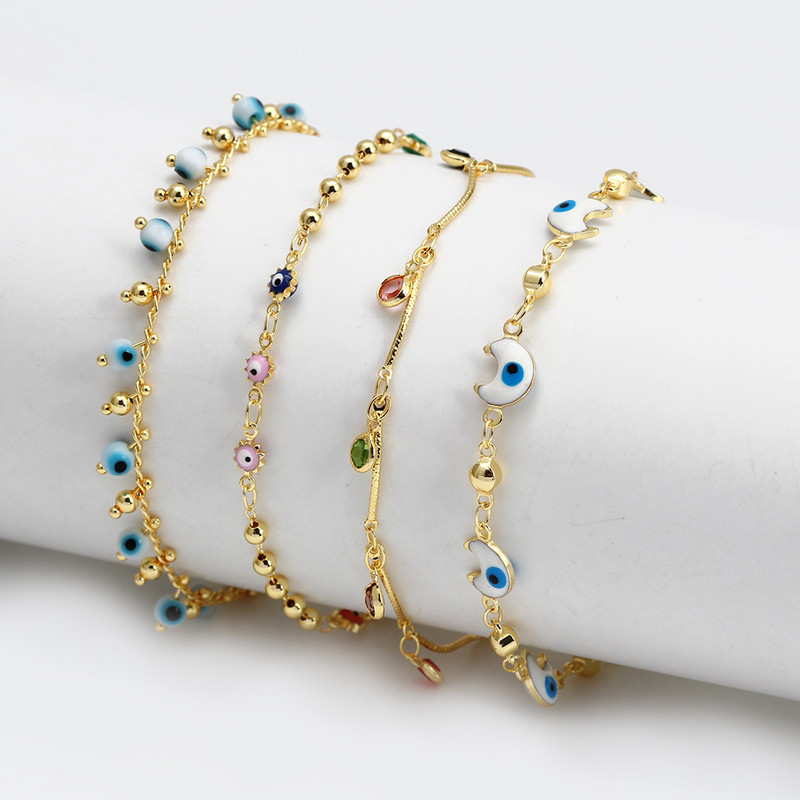 Lucky Eye Multi Color Turkish Evil Eye Bojt Bokalánc Arany színű láblánc Bokakarkötő Női Ékszer BE76